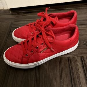 GUESS Women's Bold Red Quilted Sneakers